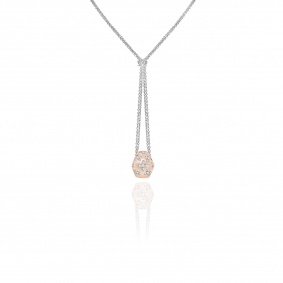 Rose & White Gold Diamond Double Chain Pendant Rose & White Gold Diamond Double Chain Pendant